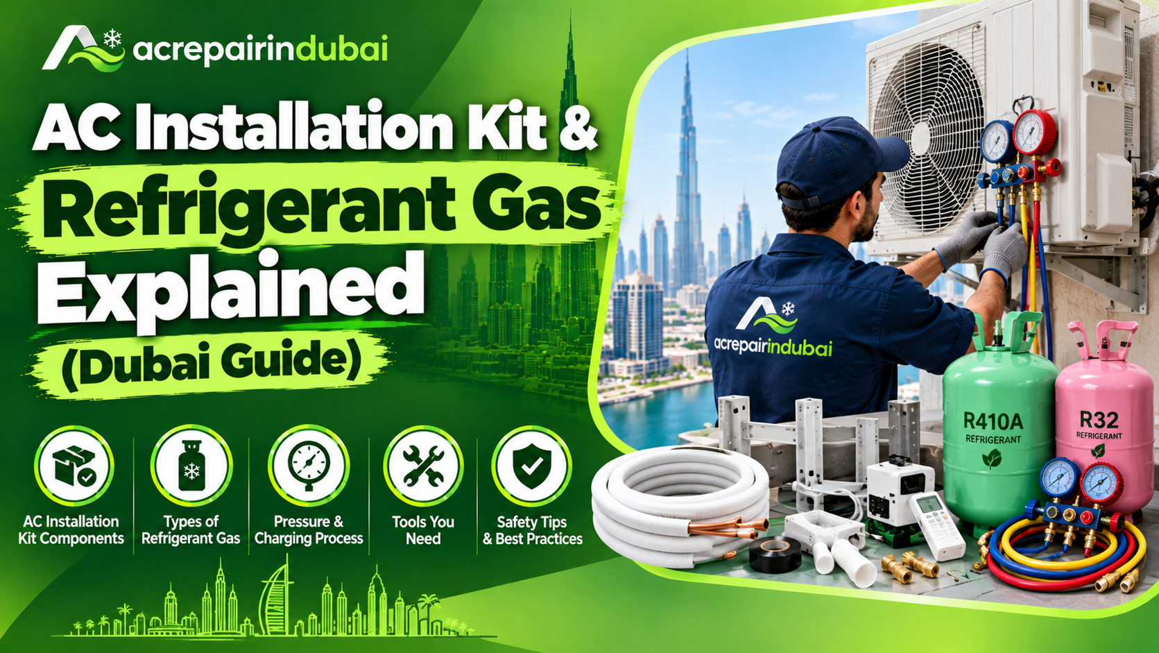 You are currently viewing AC Installation Kit & Refrigerant Gas Explained (Dubai Guide)